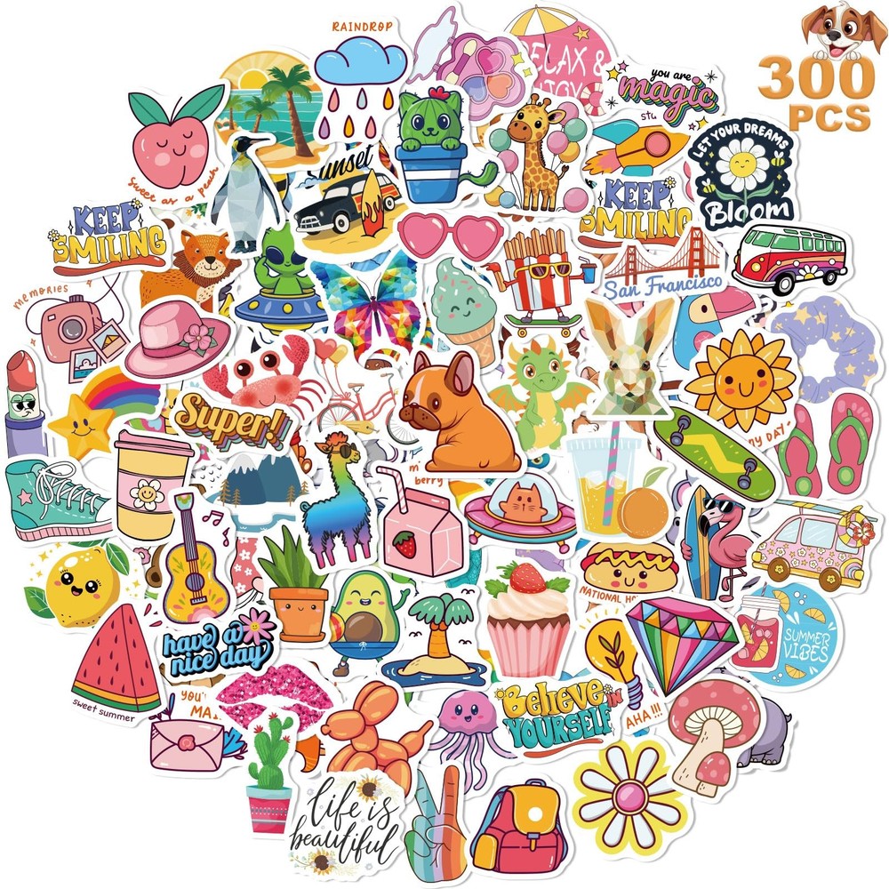 300 PCS Cute Stickers for Kids,Water Bottle Sticker Pack for Teens Girls Boys…
