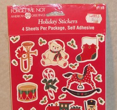 Vintage 1980s American Greetings Christmas Antique Toys Stickers 4 sheets SEALED