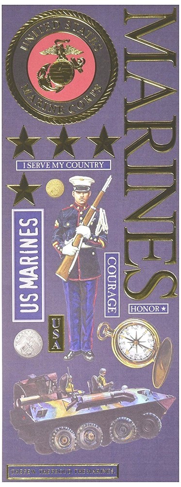 17p K&Co United States Seal MILITARY USA Marines Metal Emboss Scrapbook Sticker