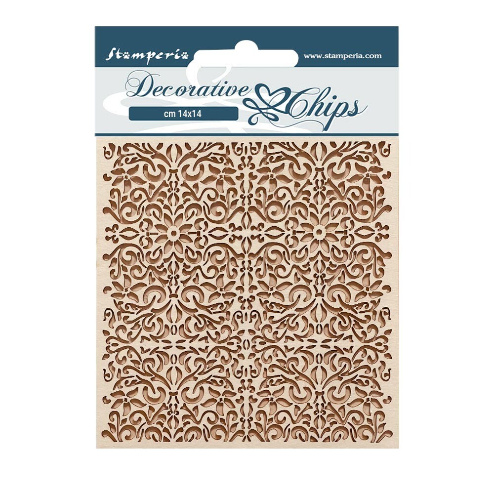 Stamperia DECORATIVE CHIPS – 5.5″ x 5.5″ – VINTAGE LIBRARY – PATTERN