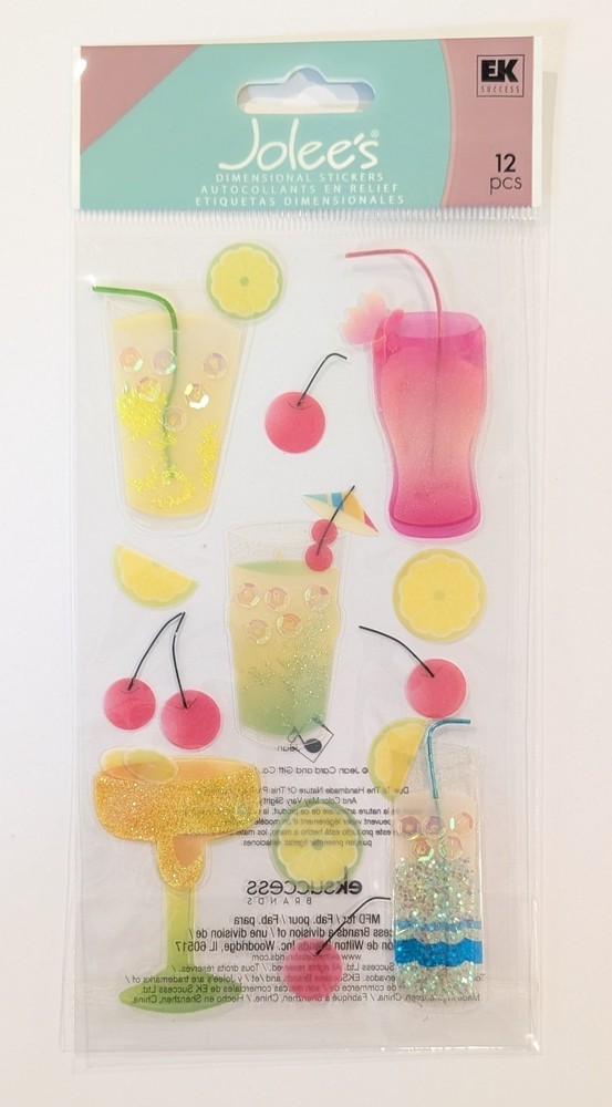 RARE Jolee’s Tropical Drinks Cocktails & Fruit Scrapbooking Stickers
