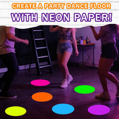 60Pcs 8 Inch Neon Colored Glow in the Dark round Paper Stickers for DIY Crafts