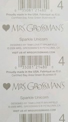 UNICORN STICKER SHEET STRIP PRISMATIC GLITTER MRS. GROSSMAN’S SPARKLE UNICORNS