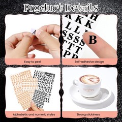 EORTA 0.35″ Small Alphabet & Number Stickers – 6 Sheets Mini Letter Decals