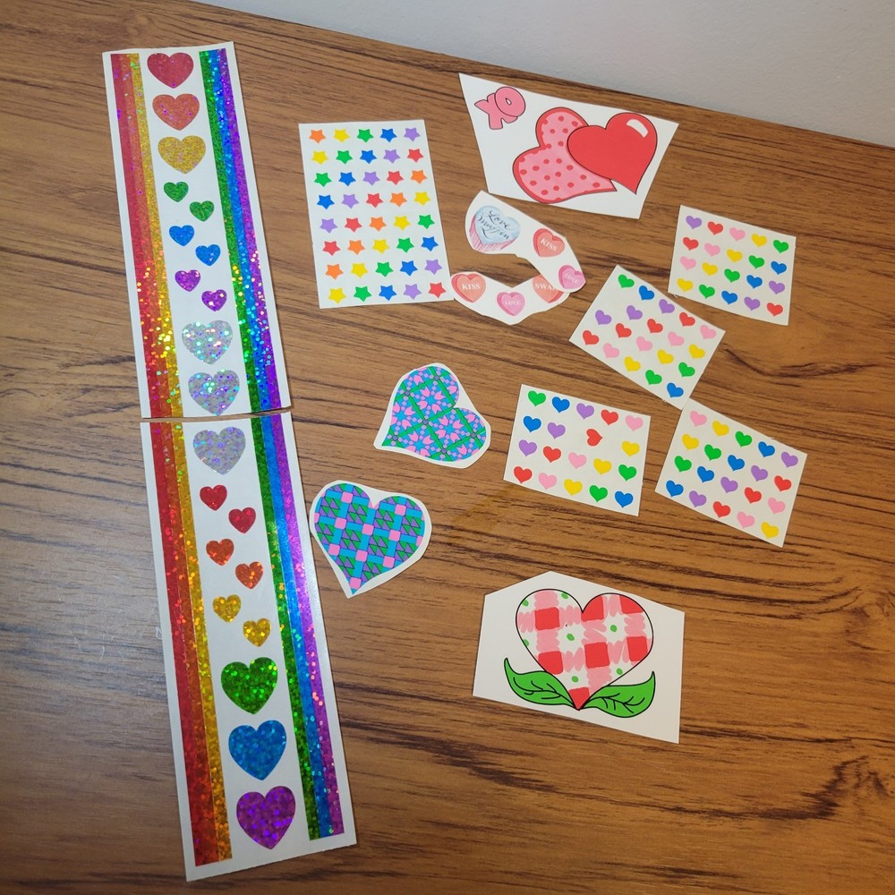Hambly Studios Stickers Rainbows Hearts Glitter Grossmans Heart Lot