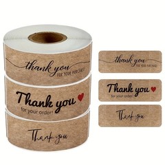 120pcs/roll Kraft Paper Thank You Stickers DIY Gift Packaging Decoration for