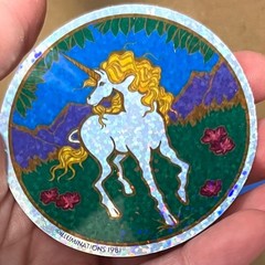 1981 Illuminations Unicorn Prism Sticker Vintage Reproduction Retro Fantasy Dec