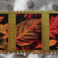 Gold Frame Autumn Leaves Sticker Strip, Gold Black Red Orange Yellow Quotes