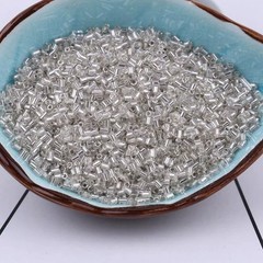 5000 Glass Tube Bugle Beads 2X2mm White Silver-Lined + Storage Box
