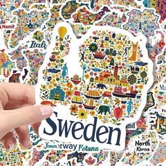 25Pcs Random Aesthetic Graffiti World Travel Map Waterproof Vinyl Stickers
