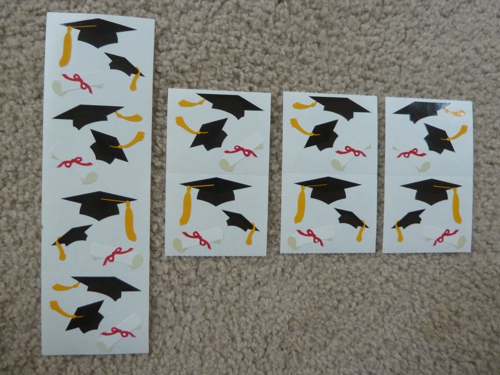 Mrs Grossman Stickers Graduate Graduation Hat Cap Diploma Tassle 10 Mods Vtg 80s