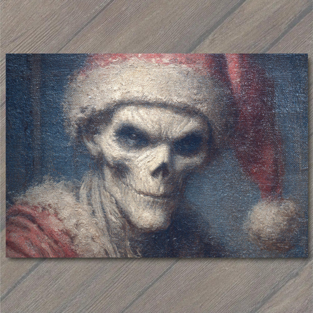 STICKER Skeleton Santa Creepy Claus Dark Christmas Skull Holiday Horror Red Ha