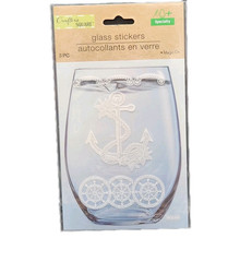 Crafter’s Square Glass Stickers Nautical Anchor Rope White 3 Piece New