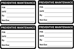 Maintenance Stickers,2X3 Inch 200Pcs Black Preventative Maintenance Waterproof S