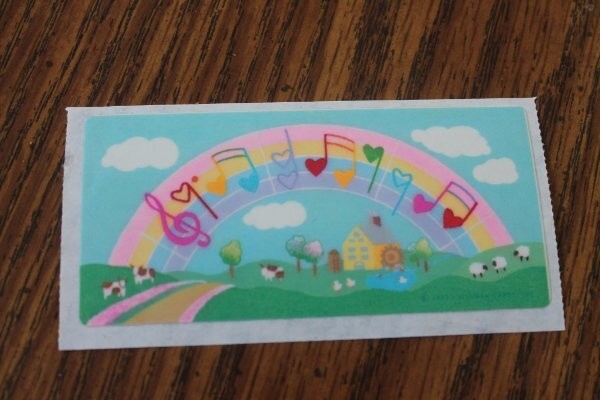 VTG 80’s Hallmark Sticker Rainbow music scale & notes country cottage sheep Cow