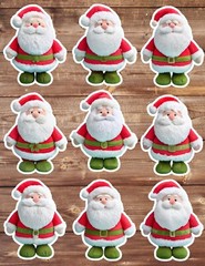Plushie Style Santa Die Cut Vinyl Stickers Set Scrapbooking Laptop Water Bottle