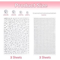 Self Adhesive Clear Rhinestones Stickers 2100pcs Crystal Gem Bling Jewel