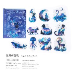 20Pcs Fantasy Holographic Stickers Cats Moon Flowers Sticker Pack Journal Crafts