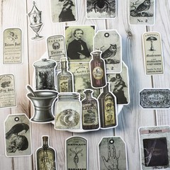 94 Pcs Dark Aesthetic Stickers for Journaling, Apothecary Potion Label Sticker B