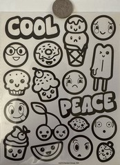 READY TO COLOR Stickers(18pc) Food•Cherries•Ice Cream•Faces •Cupcake•Card Making