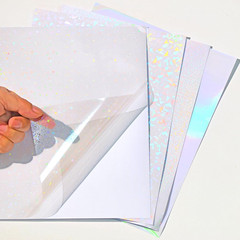36 Sheets Holographic Laminate Sheets Clear Self Adhesive Sticker Paper | Transp