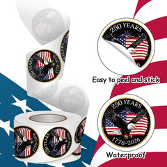 1.5Inch 250Th Anniversary Stickers Roll- 500 Pcs 250 Years Semiquincentennial St
