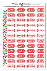 Paid Planner Stickers for Diary Calendars, Journals and Scrapbooking
