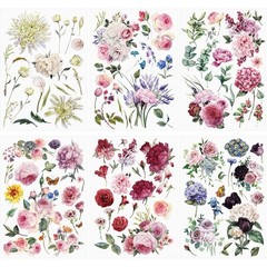 Vintage Floral Rub-On Transfers – 6 Sheets Spring Flowers Decals for DIY Crafts,