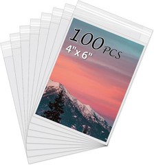 Acid-Free Picture Sleeves 100Pack Crystal Clear Storage Bags for 4×6 Art Prin…