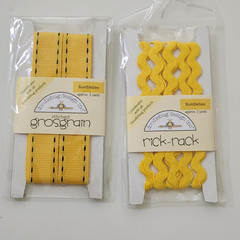 NEW Lot 7 Pkgs Doodlebug Design Ribbon Rick-Rack Stitched Grosgrain Pink Blue -B