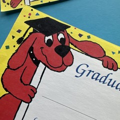 Vintage 90s Clifford Big Red Dog Stickers Grad Cert & Post It Sticky Notes Lot
