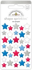 Doodlebug Sprinkles Puffy Star Spangled Red White Blue Silver Patriotic Stars