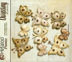 9 Butterflies SHABBY BEIGE NATURALS – 3-21x25mm; 3-30x37mm; 3-38x42mm Pet DB