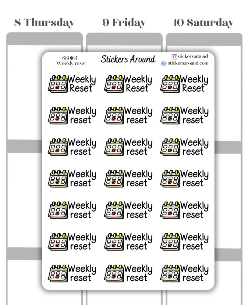 Weekly Reset Script Planner Sticker, Calendar and Bullet Journal Sticker