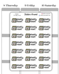 Weekly Reset Script Planner Sticker, Calendar and Bullet Journal Sticker