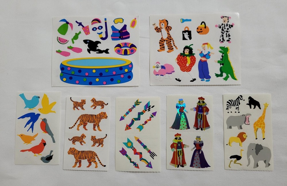 Vintage Mrs Grossman’s Sticker Lot Pool Animals Halloween Costume Bird King