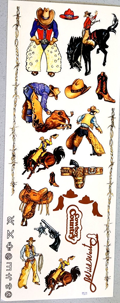 Cowboy Country Wild West Stickers 12″ Scrapbooking Sheets Crafts Etc