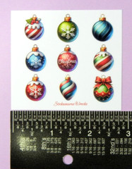 Christmas Ornaments Snowflakes & Stripes Mini Sticker Sheet