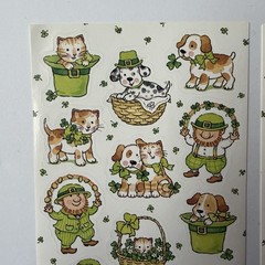 Hallmark AGC St Patricks Day Stickers Lot 6 Sheets Cats Smiley Prism Shamrock