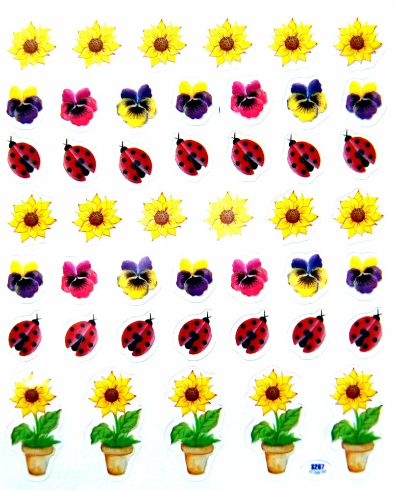 PAPER STUDIO Stick*A*Bilities MINI SUNFLOWERS LADYBUG STICKERS 4 1/4″x5″ sheet