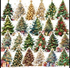 10pcs Christmas Tree Stickers- Paper- Scrapbook, Journal, DIY Crafts & Cards