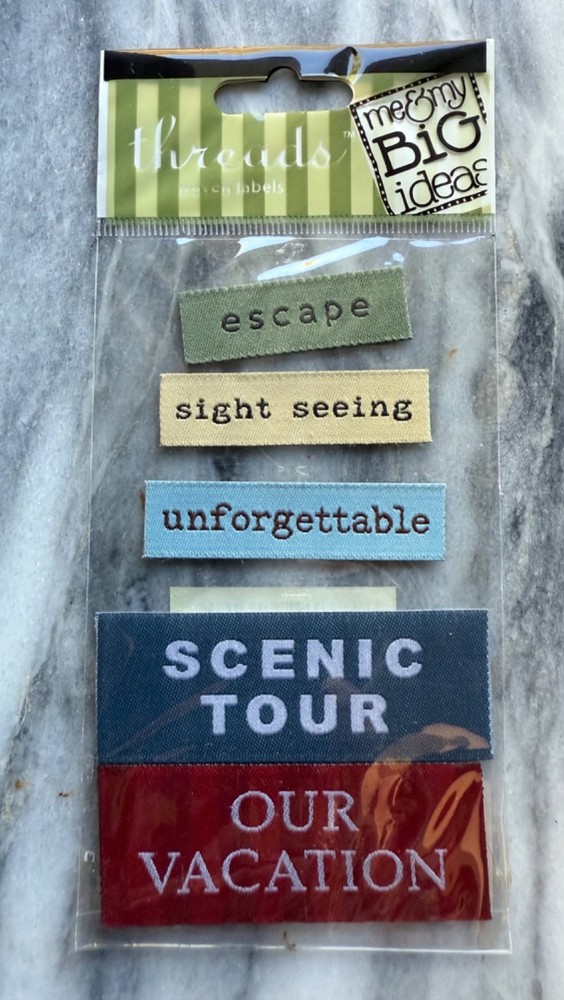 Me & My Big Ideas Embellishments ~ Threads «Vacation» Woven Labels ~ th-129