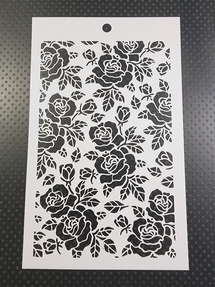 Rose Flowers Pattern Plastic Stencil 5″ x 8″