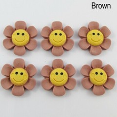 6pcs DIY Resin Happy Daisy Cabochon 26x24mm Flat Back Hair Clips etc Pick Colour