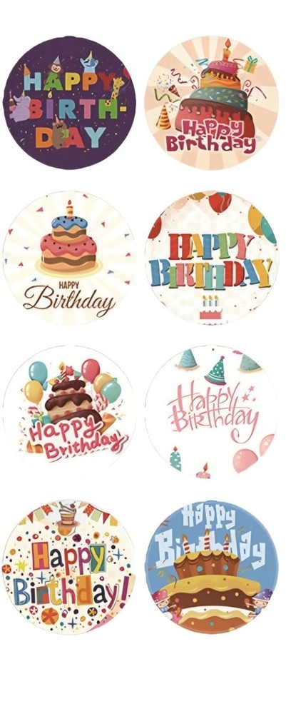 40 Pieces Round 1” Happy Birthday Party DIY Stickers Party Decor Envelope Seals