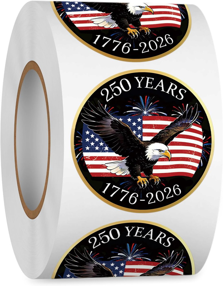 1.5Inch 250Th Anniversary Stickers Roll- 500 Pcs 250 Years Semiquincentennial St
