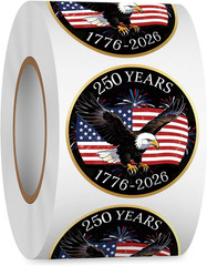 1.5Inch 250Th Anniversary Stickers Roll- 500 Pcs 250 Years Semiquincentennial St