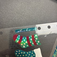 Vtg Sticko Christmas Stickers Stockings Presents Gifts Red Green Foil Prism