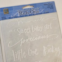 NEW 2 Sheets Deja Views Wonderful Words Rub-Ons White Baby Girl Boy Words -G