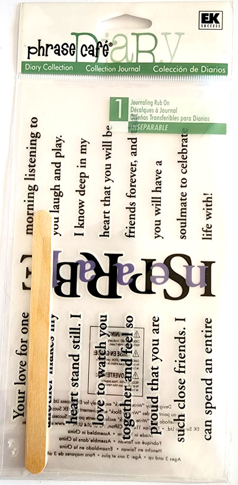 Inseparable Phrase Cafe Diary Collection Words Rub-On Love Laugh Play *No Stick